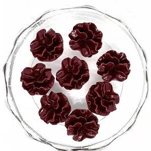 8pcs Beads for Jewelry #21655 Brown Resin Flower- NO HOLES